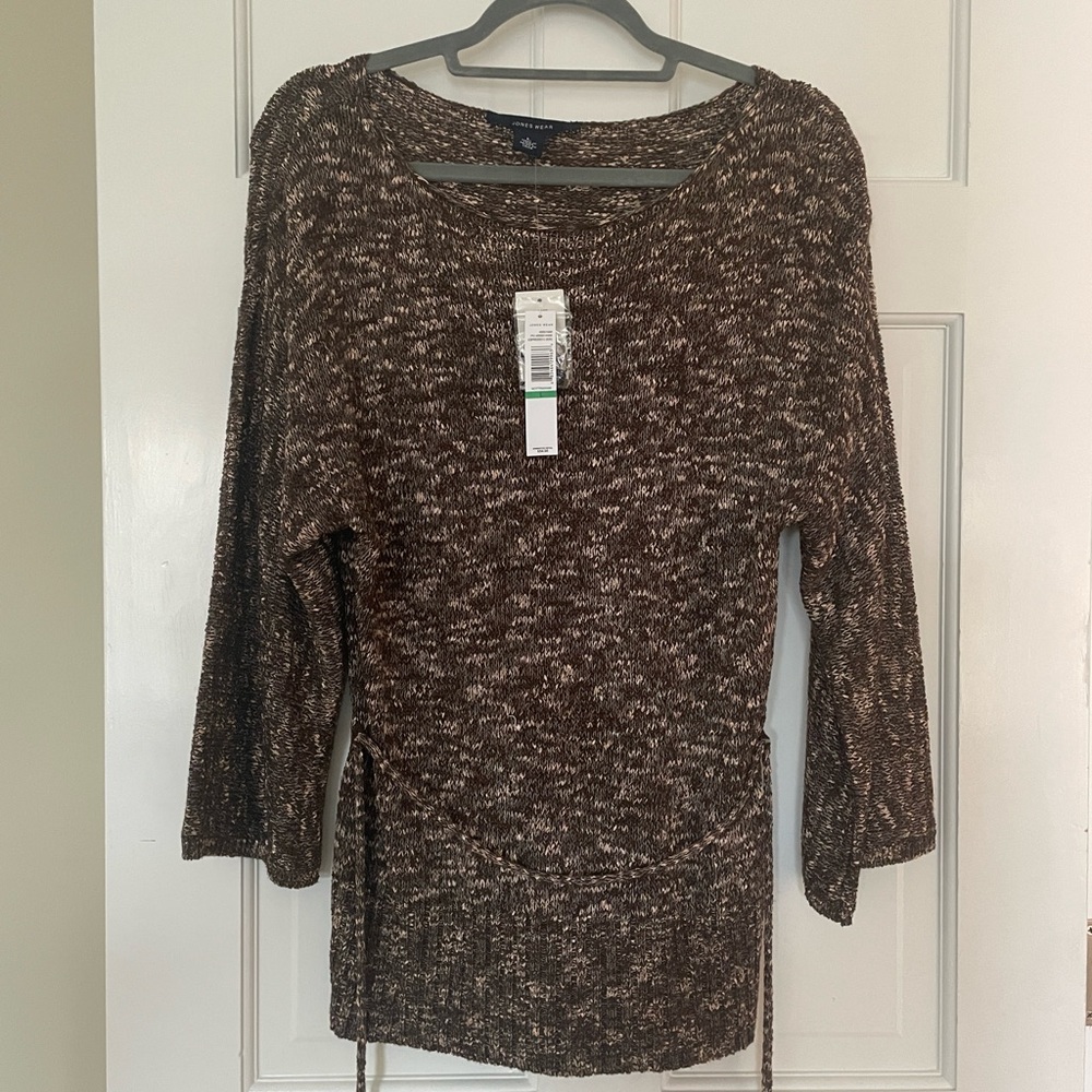 Jones New York NWT brown boatneck collar sweater